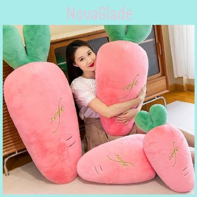 Plush And Adorable Rabbit Fur Carrot Shaped Pillow Ideal For Sleeping And Cuddling