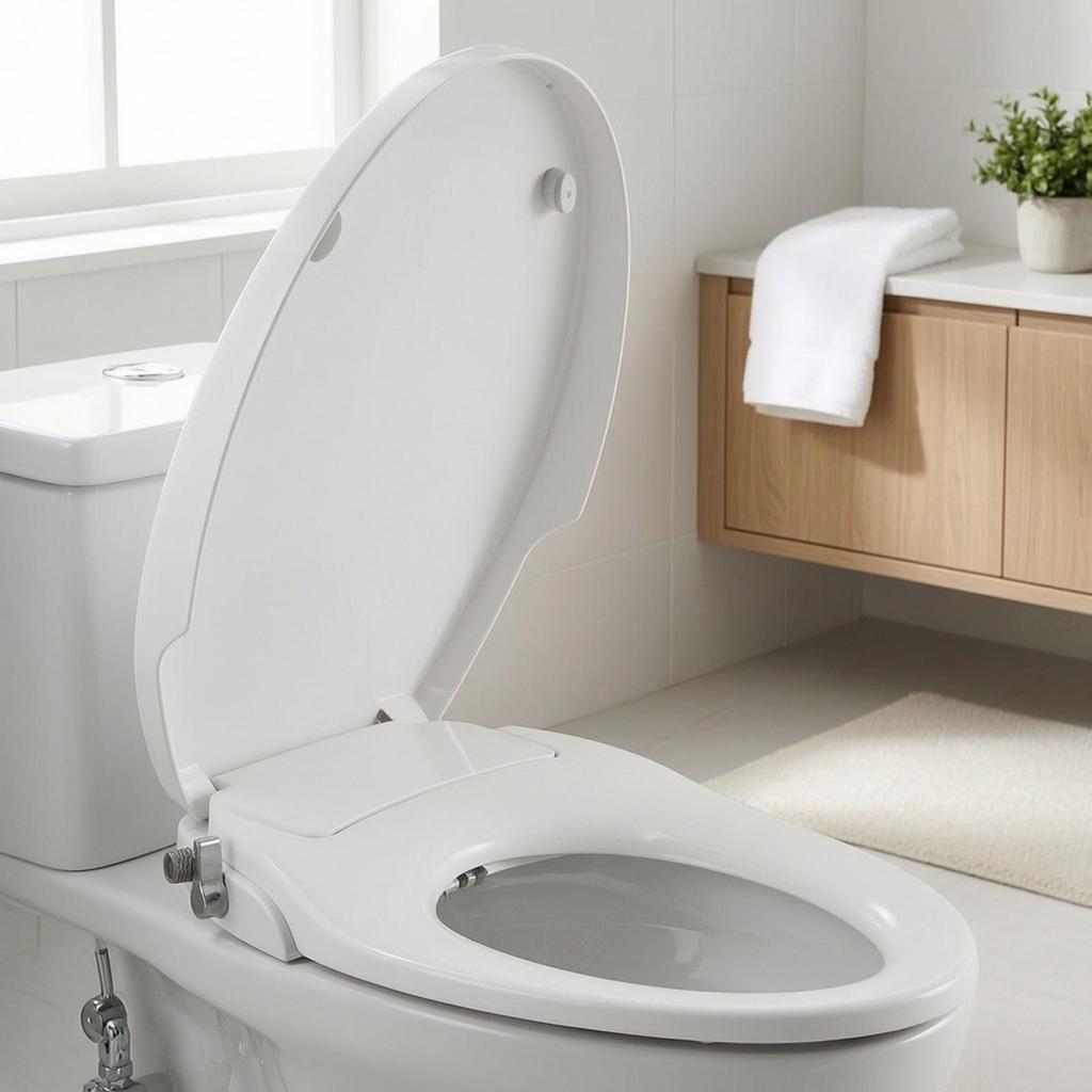 NonElectric Toilet Seat with Rinse | Adjustable Mounting Spacing, Spray