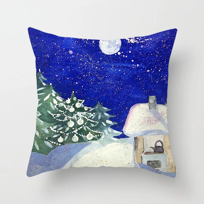 Home Decor Winter Scenes Pillow Covers for Cozy Decor Pattern Cushion Cover Suitable for Sofa Bedroom Car Pillow Cover
