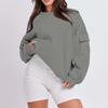Women's Fashion Casual Solid Color Autumn And Winter Loose Round Neck With Pocket Pullover Sweatshirt Top