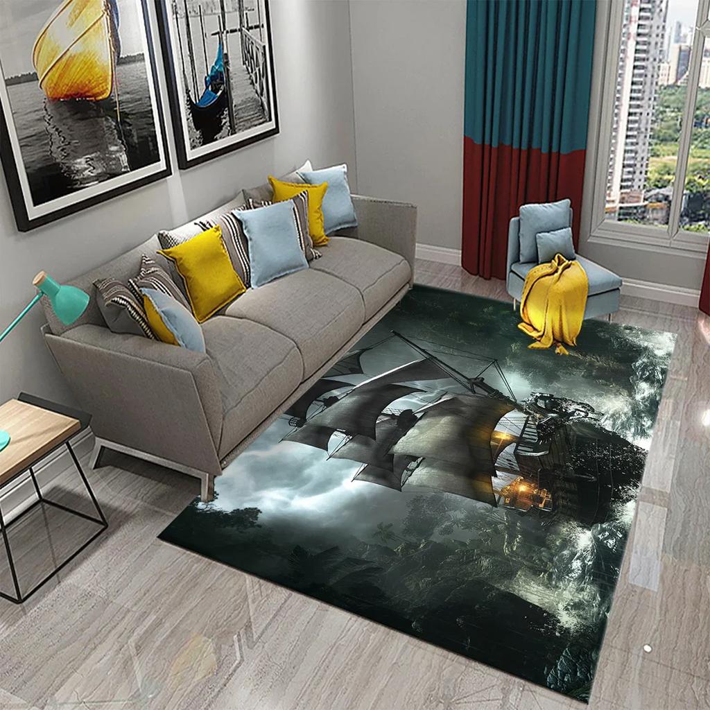 Vintage Pirate Ship Carpet Nordic Style Rugs for Bedroom Living Room Doormat Balcony Decor Floor Mats Bathroom Anti-Slip Doormat