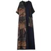 Neues Vintage Sommer Freizeitkleid für Damen Übergröße Locker Lang Maxi Kurzarm Kleider