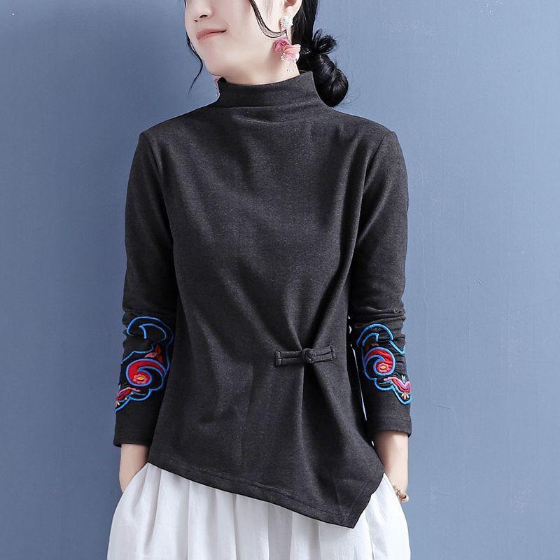 Double-sided Fleece Half-high Neck Bottom Shirt for Women with Autumn and Winter Fashionable Long-sleeved T-shirt In Spring and Autumn Tops
