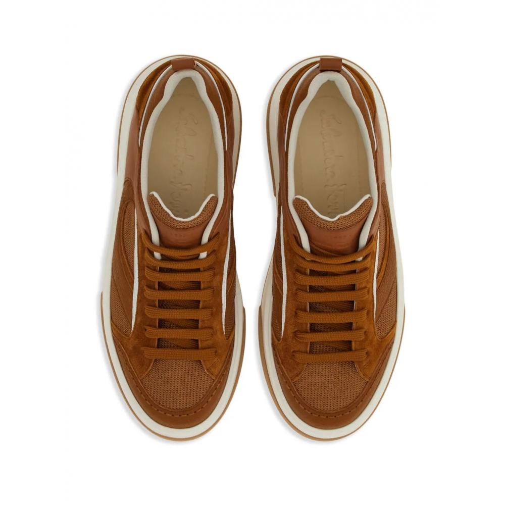 Salvatore Ferragamo Ferragamo Quilted Panelled Design Sneakers Brown