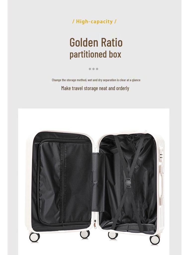 20-Inch Lightweight Women's Leather Carry-On with Silent Wheels and Multi-Functional Design