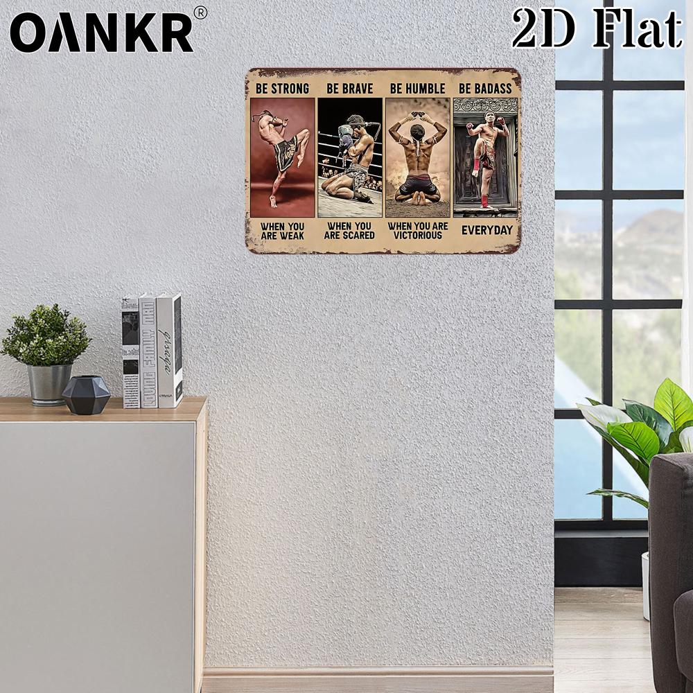 Vintage Gym Decor Poster Metal Tin Sign Be Strong Brave Humble Badass Poster Metal Signs for Club Home Decor Plaque Accessories
