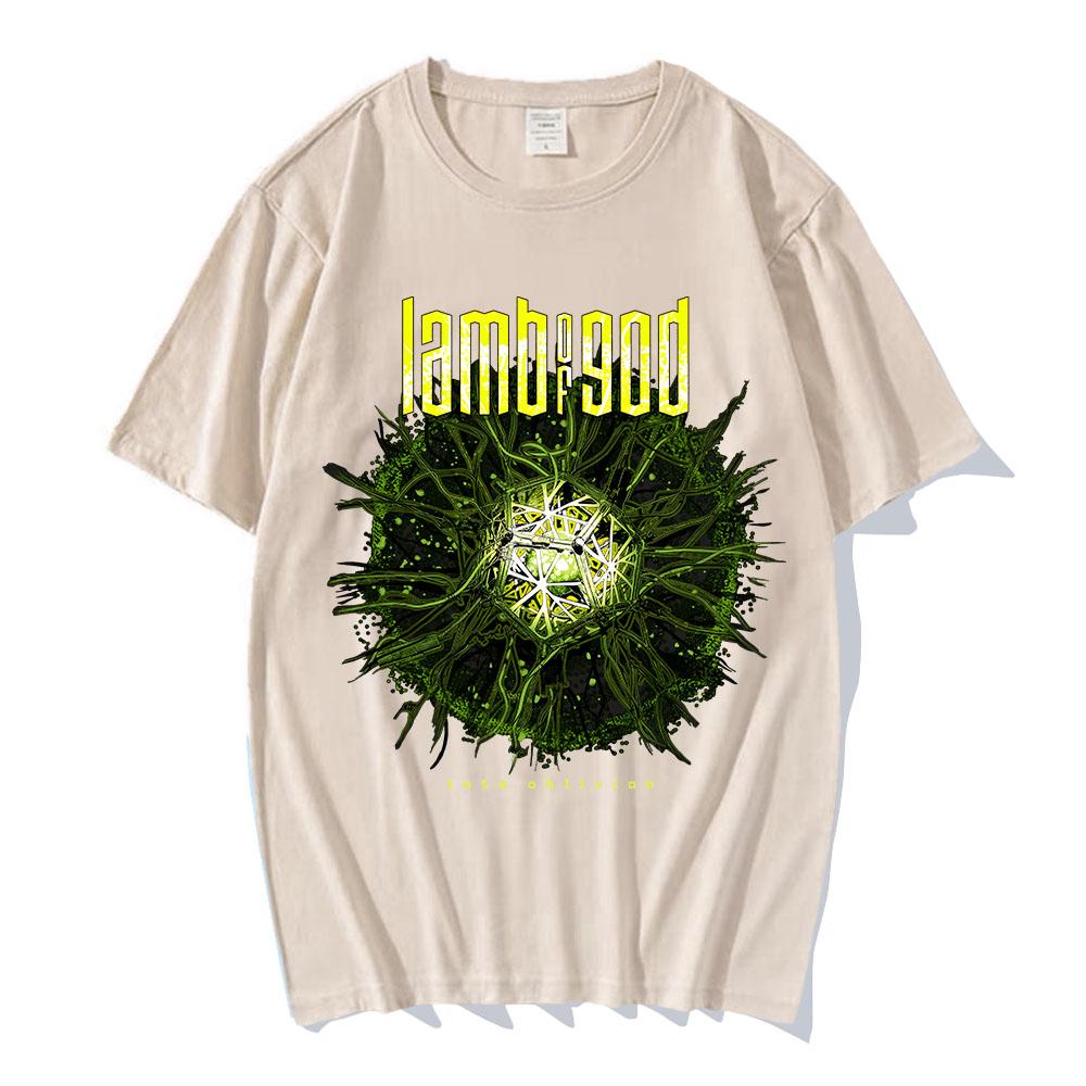 Into Oblivion Burst Svart T-shirt LAMB OF GOD Rockband T-shirt Unisex Tung Mental Streetwear Kortärmad Bomull Sommar T-shirt
