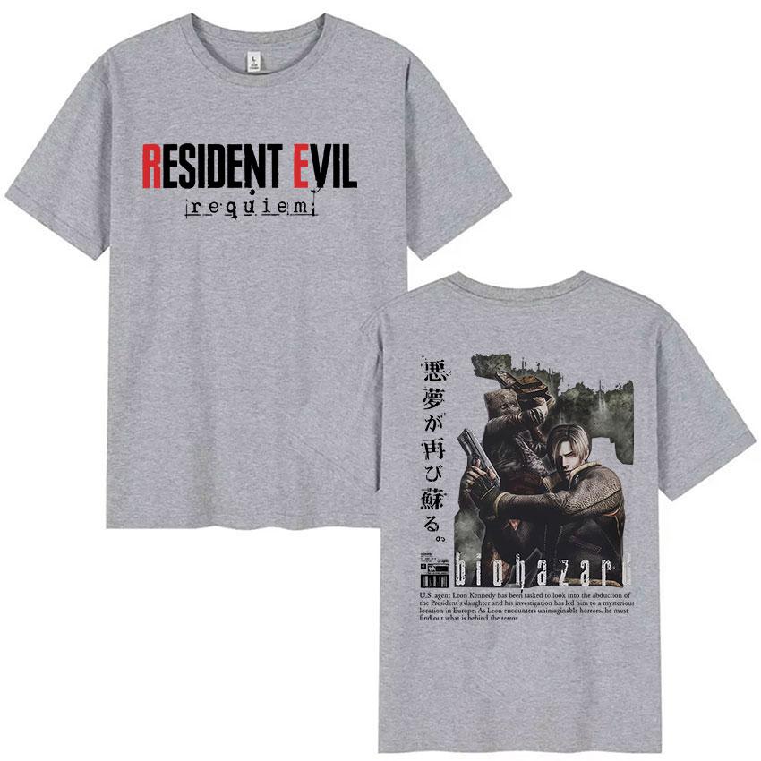 90s Vintage Resident Evil Leon Kennedy Graphic T Shirt Mens Cosplay Fashion Cotton Short Sleeve Tshirt Y2k Casual Streetwear