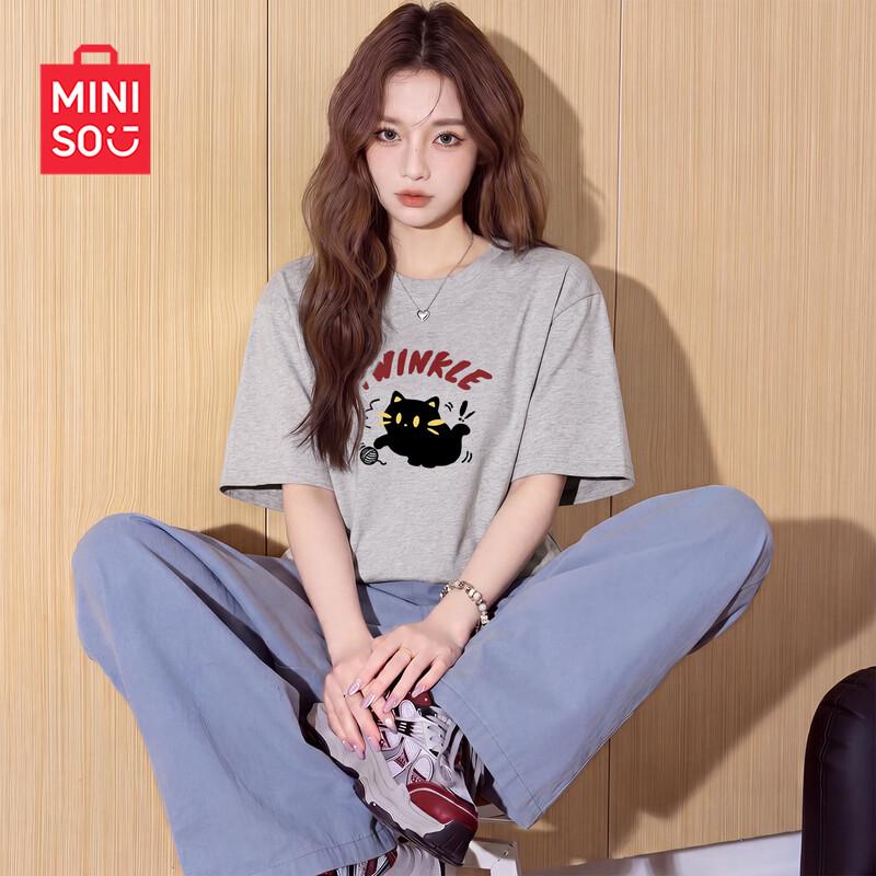 MINISO Women's Loose Fit Cotton Short Sleeve T-Shirt