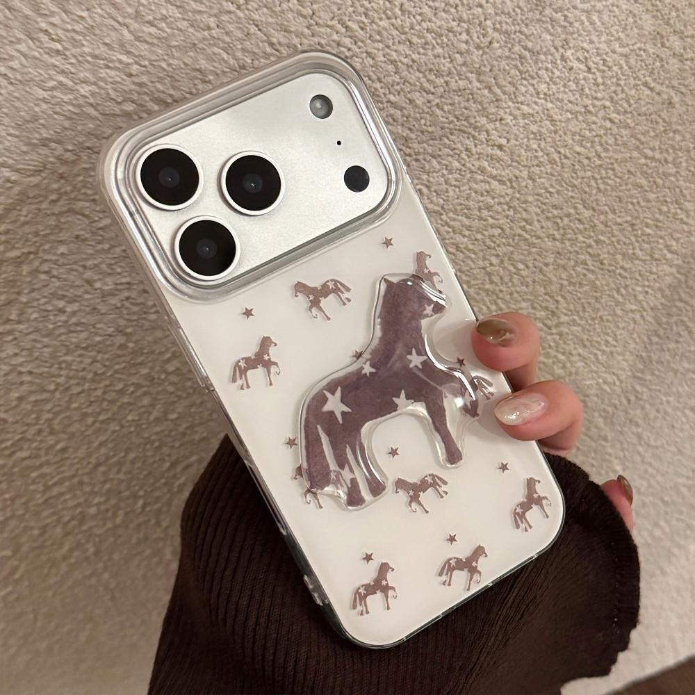 Star Pony Is Suitable for Apple 17promax Mobile Phone Case Iphone16 Hard 12 Premium Brown 14 National Style 11 Stereo