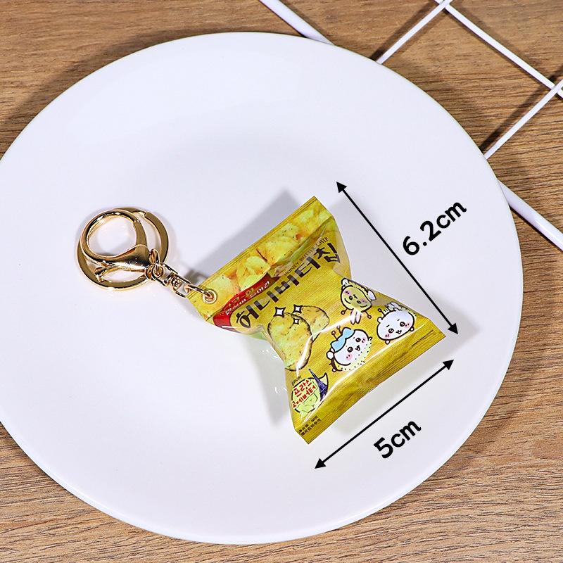 Simulation Korean Potato Chip Snack Bag Keychain Mini Snack Pendant Car Keyring Backpack Charm Decoration Jewelry Gift