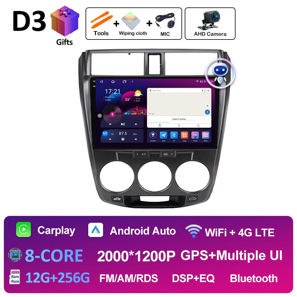 Android 14 Car Multimedia Video Radio Player For Honda City 2008 2009 2010 2011 - 2014 Wireless Carplay Autoradio Bluetooth WIFI