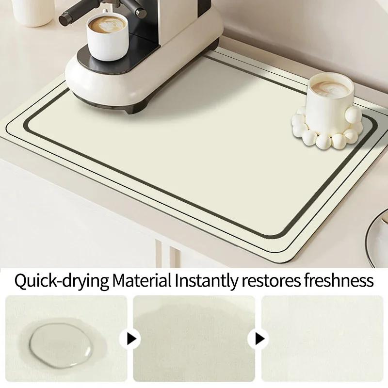 Non-slip Kitchen Super Absorbent Mat Guard Countertop Protector Kitchen Accessories Coffee Machine Pads Rubber Drying Pad