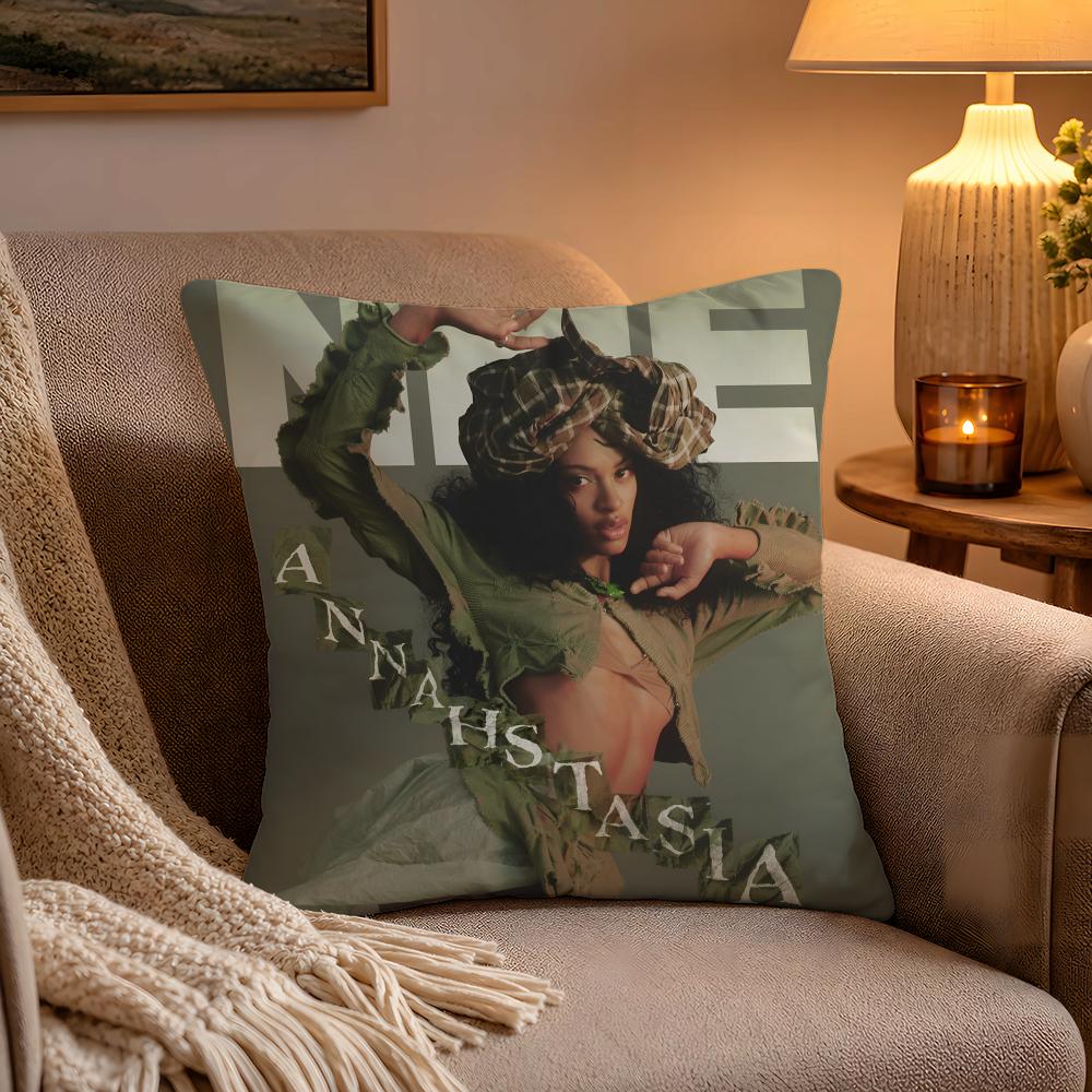 Hot Singer AAnnahstasia Pillow Case Soft Plush Cushion Cover Double Print and Invisible Zipper for Sofa Home Car Use