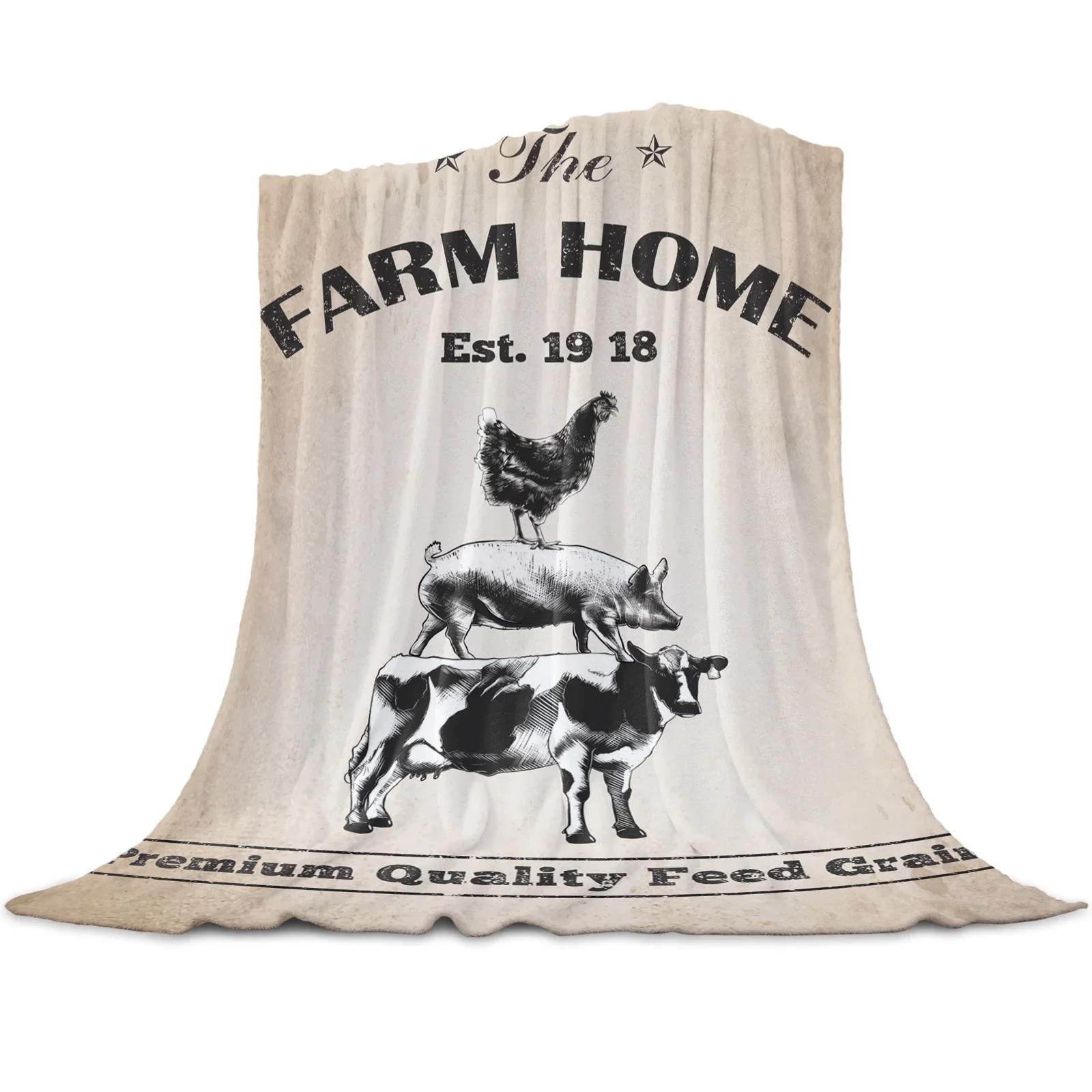 

Farm Locomotive Soft Warm Flannel Blankets Sofa Bed Throw Blankets Coral Fleece Nap Wrap Travel Blankets Queen King Twin Size 80x120cm