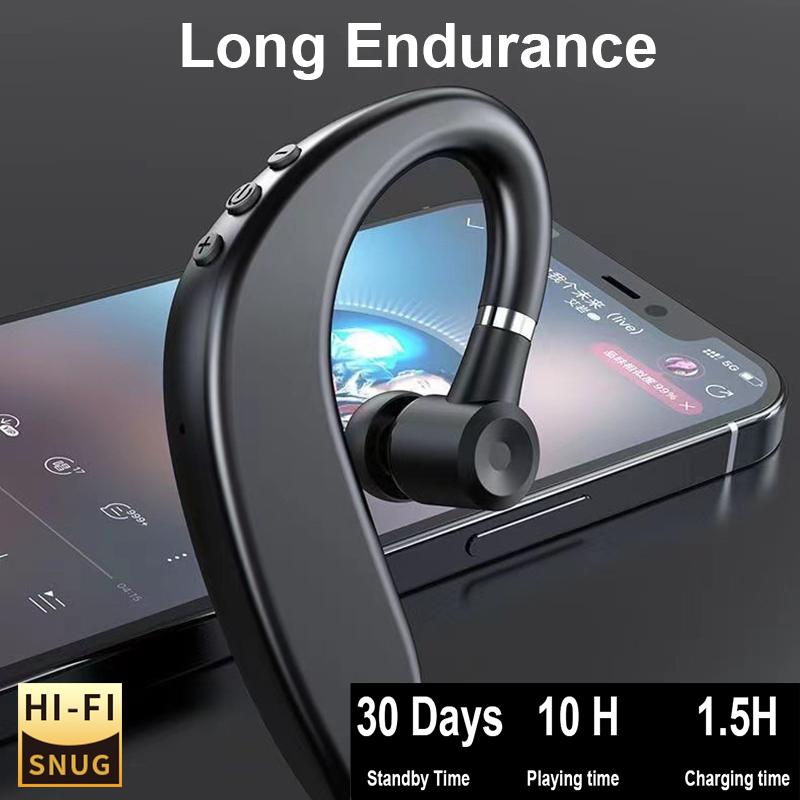 Bluetooth Earphone Single-ear Wireless Headphone In-ear ENC Noise Cancelling Earbuds HD-Call HiFi Headset Sport Works Handsfree