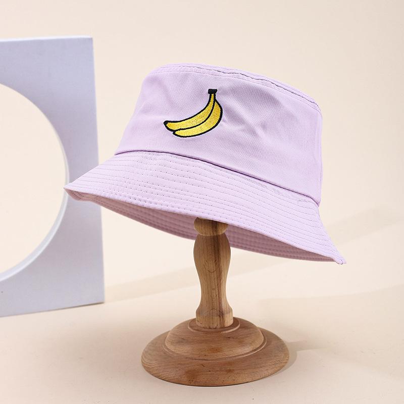 New embroidered fruit bucket hat female export double-sided can wear sunshade basin hat spot