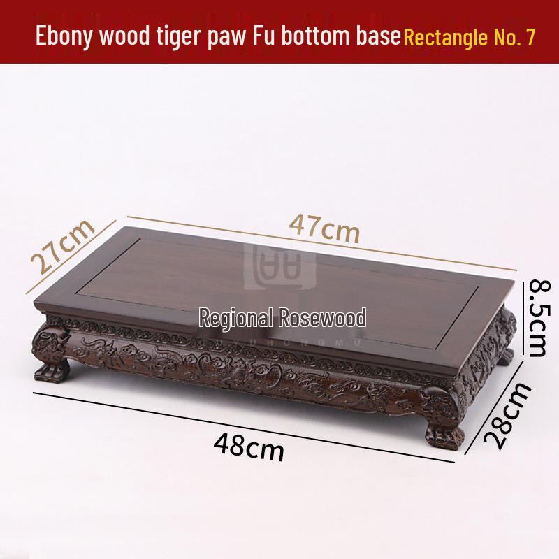 Ebony Rosewood Jade Bonsai Buddha Vase Base - Carved Solid Wood Ornament Stand