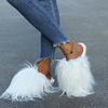 Fashion Brand Design Long Plush Slippers Mules Women 2025 Autumn Round Toe Soft Thick Bottom Slides Fashion Faux Fur Outdoor Slippers