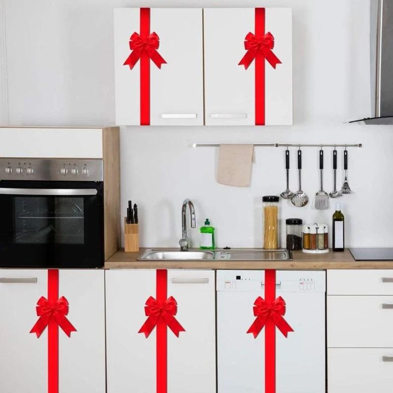 Large Christmas Cabinet Ribbon Bows for Home DIY Craft Cabinet Door Wrapping Gifts Christmas Wedding Party Decorations Supplies