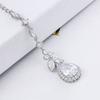 Weiman Rhodium Silver Plated Classic Style Halo Pear Cut Cubic Zirconia Pendant Brass Back Drop for Bridal Wedding Necklace