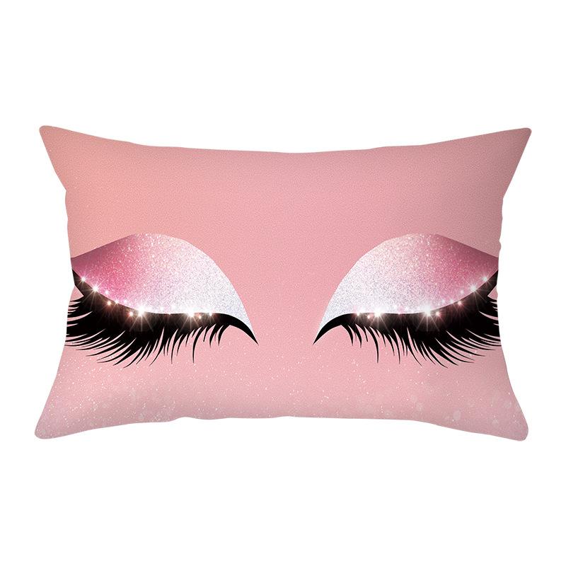 Peach Skin Waist Pillowcase Eyelash Print Cushion Cover Sofa Office Cushion Cover