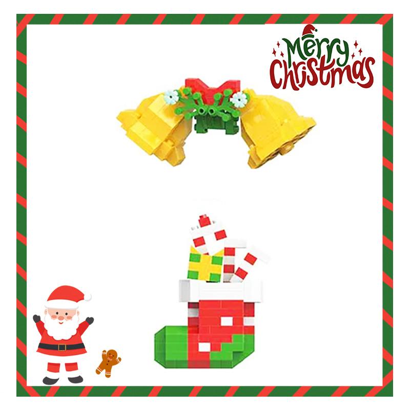 Weihnachtsgeschenke Baustein-Serie Weihnachtsmann Rentier Puzzle Zusammenbau Steine Tischdekoration Spielzeug für Kind Weihnachtsgeschenk