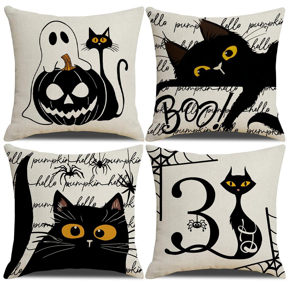Halloween Cushion Cover Funny Horror Cat Party Decoration Cushion Sofa Pillow Combination