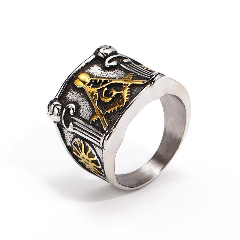 

Мужское кольцо масона-вольного каменщика из нержавеющей стали 316L квадратной формы золотого цвета для мужчин, ювелирное изделие US size 13 золотой