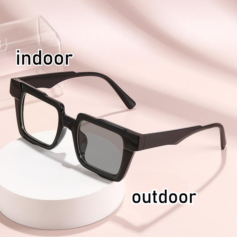 Vintage Printing Square Frame Myopia Glasses Anti-Blue Prescription Glasses Fashion Unisex Photochromic Glass Eyeglasses 0-4.0