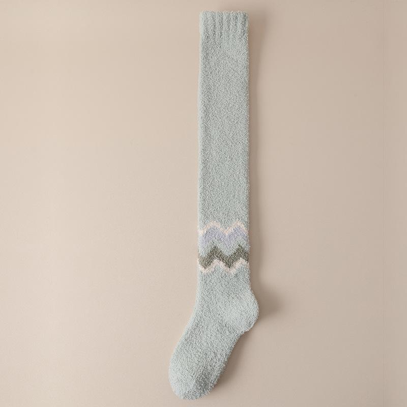 

Stockings Children S Coral Fleece Thickened Thermal Floor Socks Autumn And Winter Half Fleece Women S High Tube Plush Knee Socks One size fits all світло-зелений колір