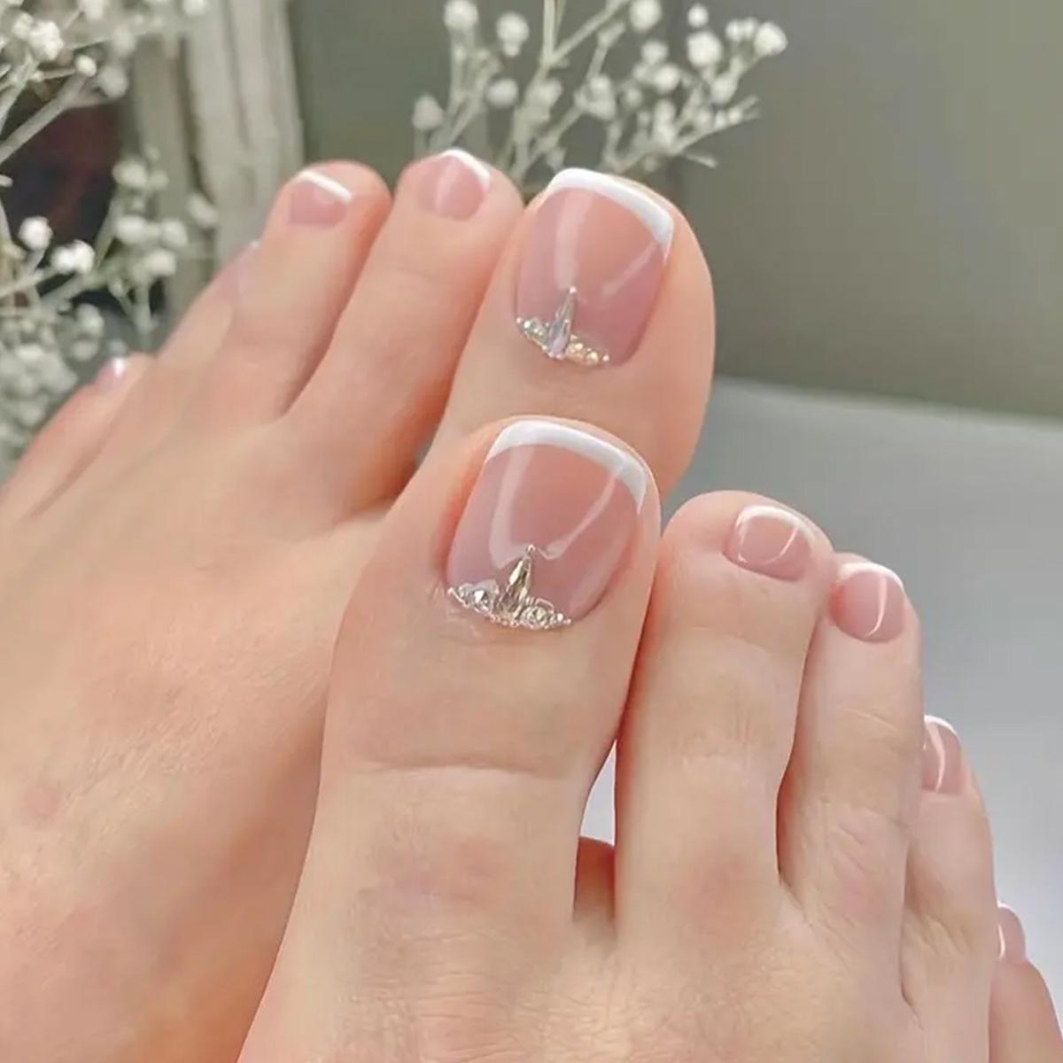 

Shiny Rhinestone Summer Toe Nail Art Patches - Wearable Finished Nail Designs
