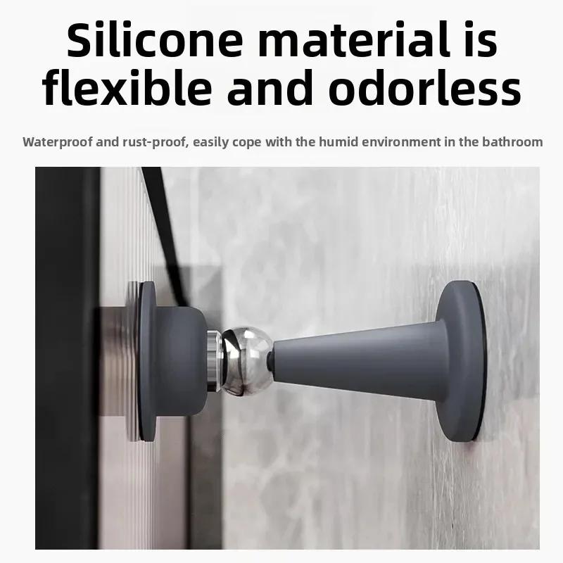 No-Drill Silicone Door Stopper with Strong Suction – Anti-Collision Floor Guard for Bedroom Wall Protection