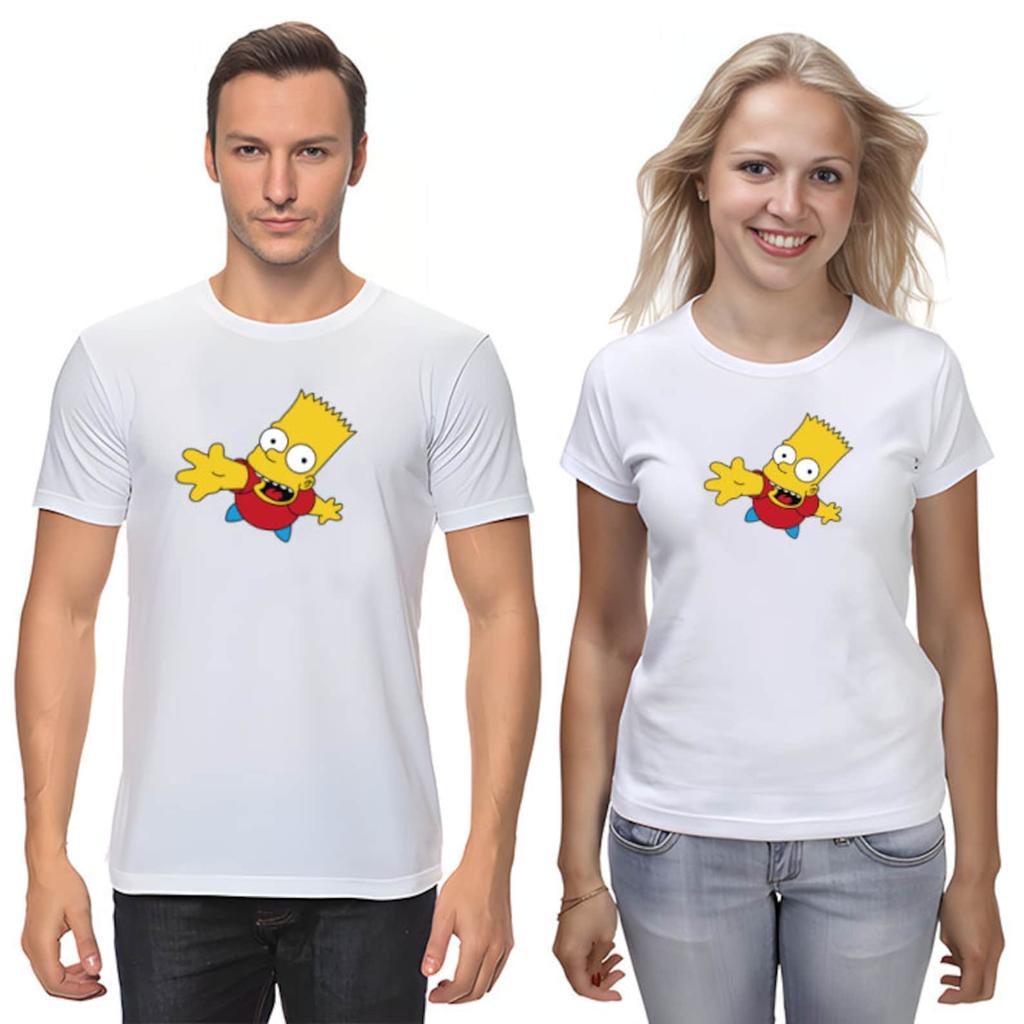 The Simpsons,Homer,Marge,Bart,Lisa Figure, Short Sleeve White-Black Men's / Women's T-Shirt L040