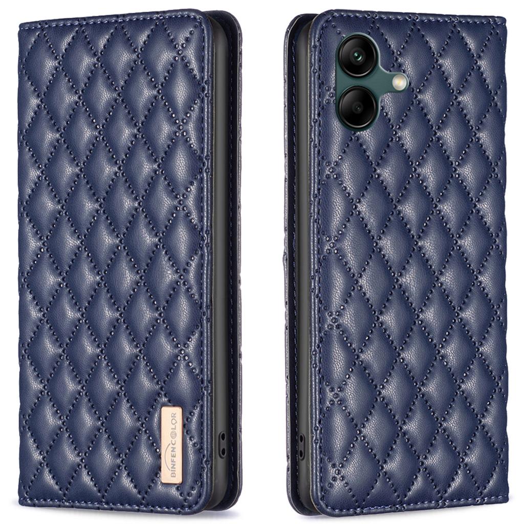 BINFEN COLOR BF Style-16 For Samsung Galaxy A06 4G Case Card Slots Rhombus Leather Cover