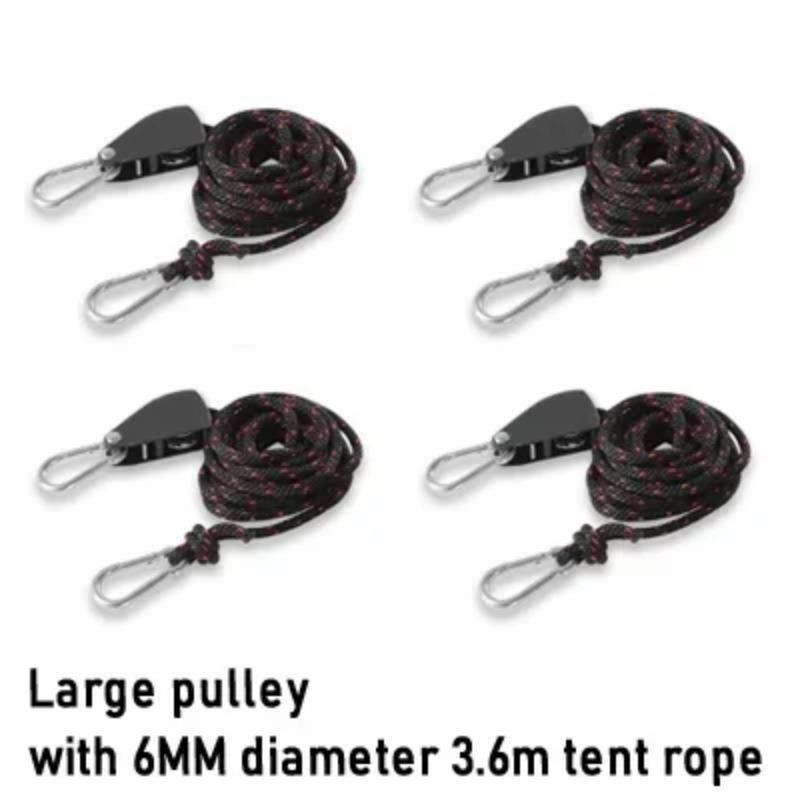 4Pcs Tent Adjustable Rope Fastener Fixed Buckle Pulley Tensioner Ratchet Hangers Lights Lifting Camping Awning Wind Rope