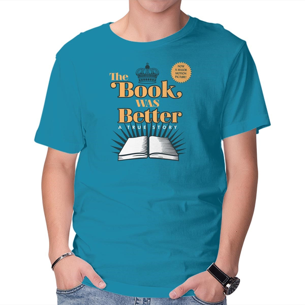 Unisex Crew Neck T-Shirt The Book Was Better Graphic Short Sleeve Casual Tee S