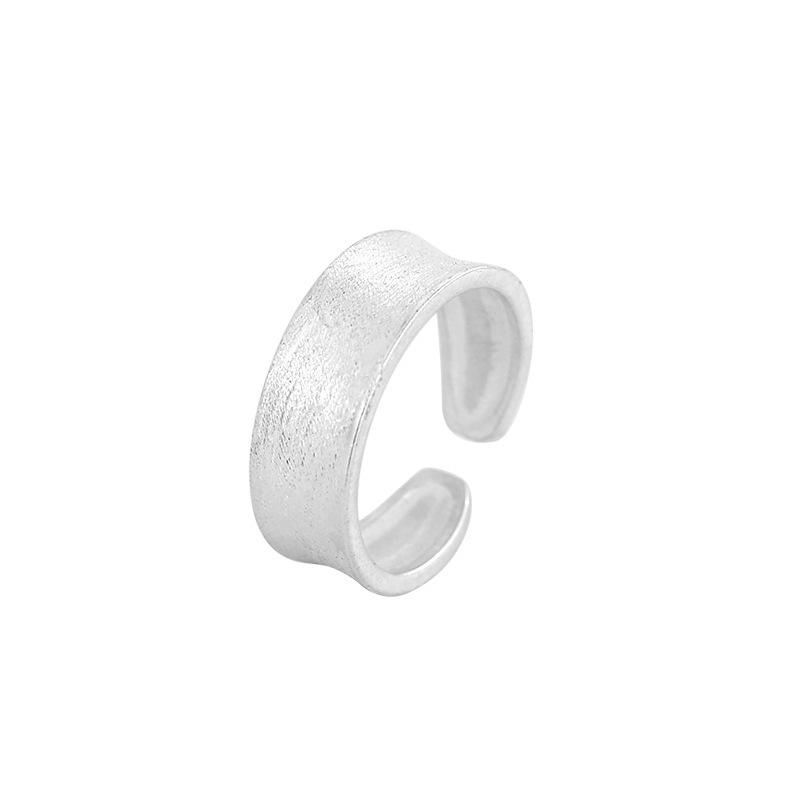 Wide Band Matte Brushed Geometric Ring