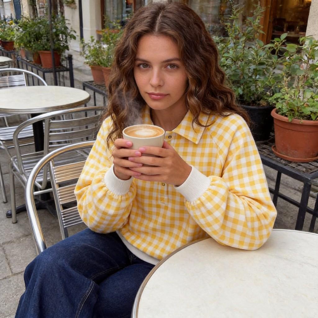 Maglione a collo alto a quadri in misto cotone da donna a maniche lunghe, stile casual autunnale