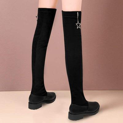 35-43 Large Size Women's Shoes Boots Women's Over-Knee Skinny Student Elastic Boots 41 Autumn and Winter Flat Boots 42