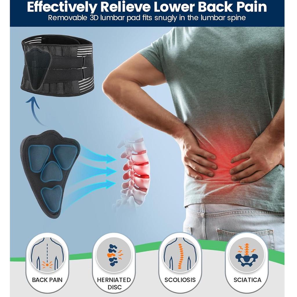 Breathable Lumbar Support Belt for Men and Women - Universal Fit, Pressurized Sports Protection
