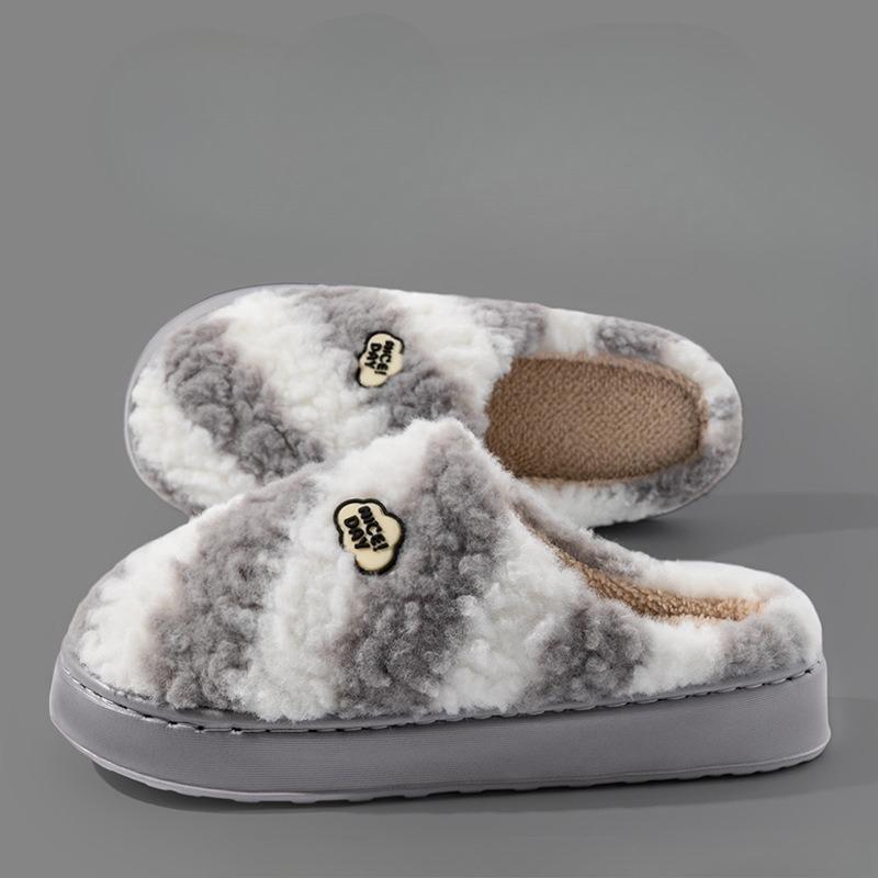 

Новые утепленные хлопковые тапочки с толстой подошвой и антискользящим покрытием для женщин, домашние плюшевые тапочки Fits 43-44 серый