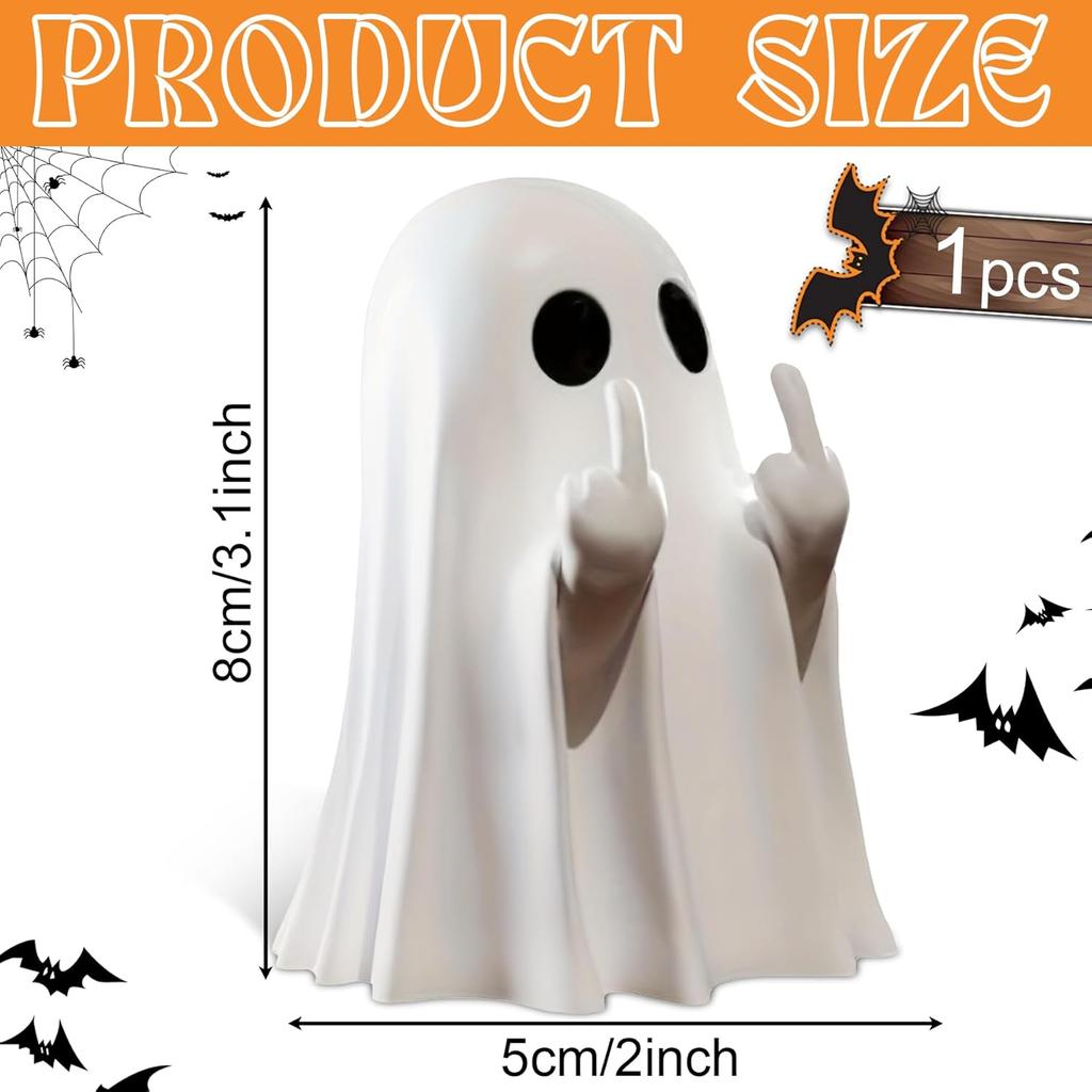 Halloween Decorations Ghost Figurine - 3 in Spooky & Cute Ghost Statue, Halloween Ghost Figurines for Home, Office, Desk Decor, Cute Ghost Decor Home