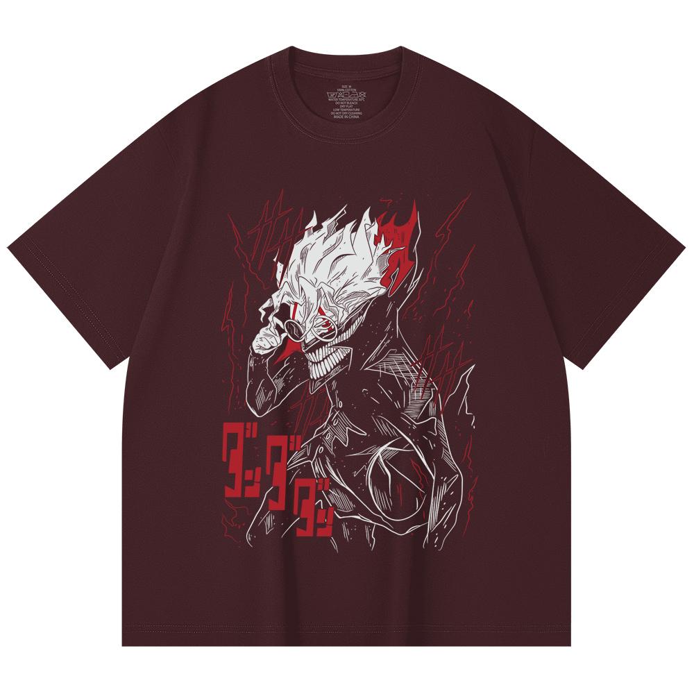 

230 Gsm 100% Cotton Dandadan V28 Okarun Print Unisex Heavy Cotton T Shirt 2XL вина червоного кольору