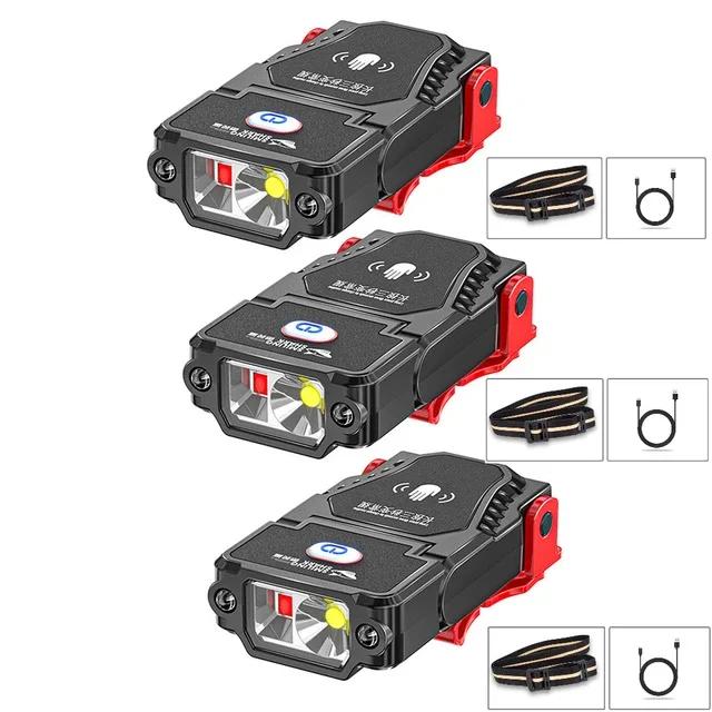 LED Sensor Headlamp USB Rechargeable Hat Clip Cap Light Super Bright Fishing Headlamp Adjustable Angle for Camping Work Light
