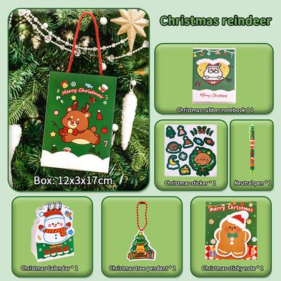 Cartoon Christmas Stationery Set Cute Reward Gift Box Kawaii Children Stationery Set School Students Stationery Supplies