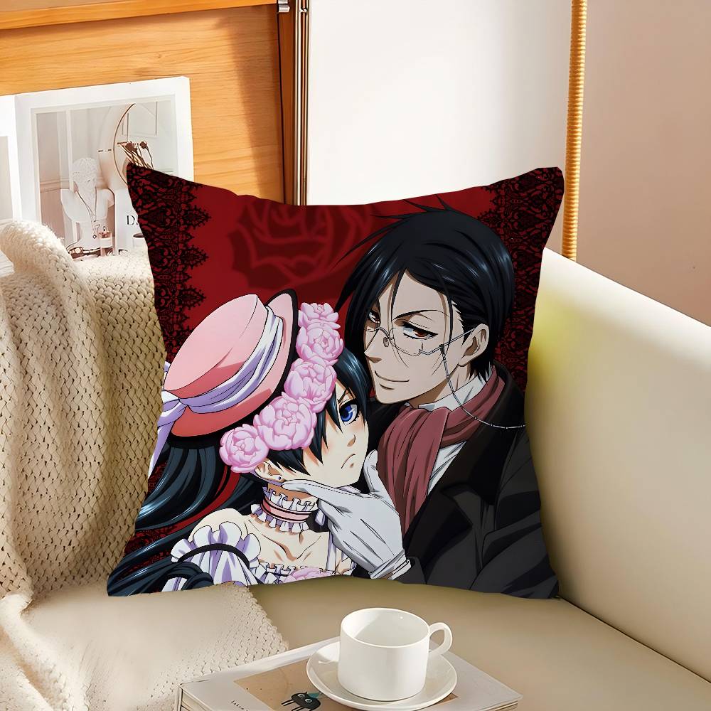 

B-Black Butler Pillow Gift Home Office Decoration Pillow Bedroom Sofa Car Cushion CoverPillow Case 16x16Inch