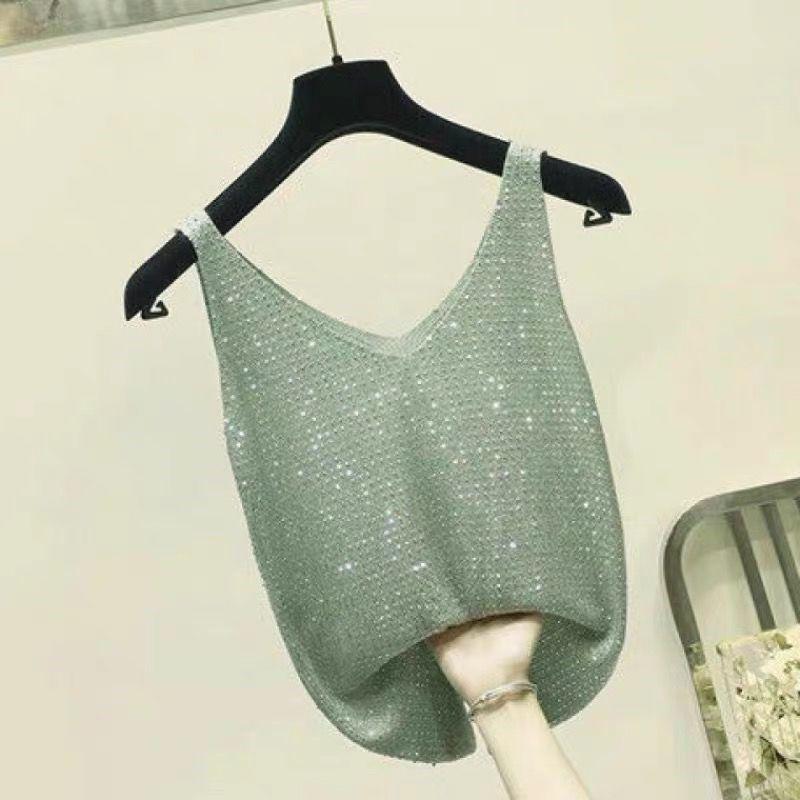 Korean Style Ice Silk Knit Sleeveless Loose Vest Top