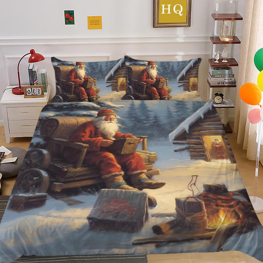 

Наволочка Санта Клаус Снежный вид 3D-печать Полиэстер Пододеяльник Набор из двух или трех предметов в наличии Germany 200 * 200