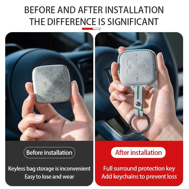 For ZEEKR 001 ZEEKR 7X 007 X Suede Keycase Car Remote Key Full Protective Cover Car Interior Decoration Accessories